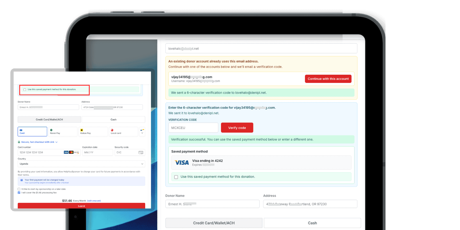 Streamlined Checkout for Returning Donors