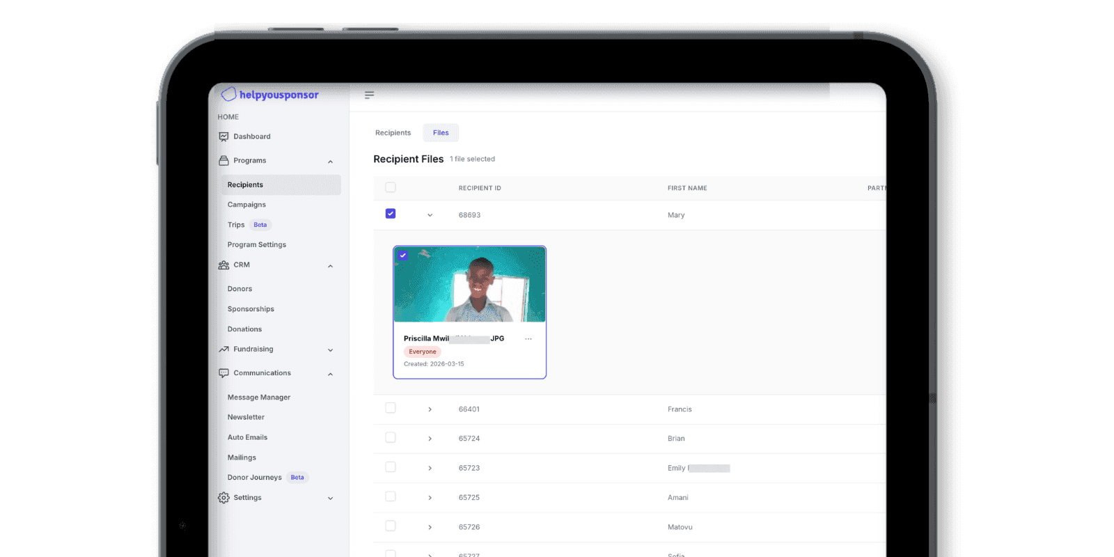 Centralized Recipient File Management